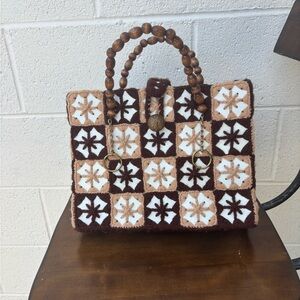 Elegant Crochet Tote with Wooden Handles
